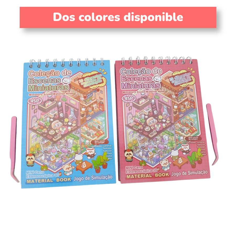 Libro de Escenas 3D con Stickers Reutilizables · 20 Escenarios + Pinza
