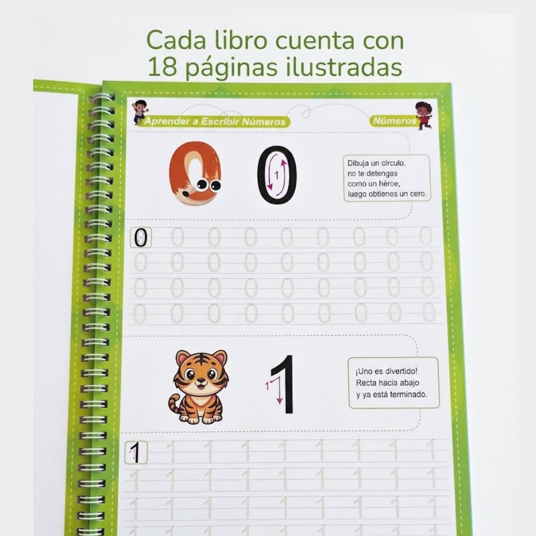 Set de 3 Cuadernos Mágicos Montessori · Reutilizables con Bolígrafo Mágic