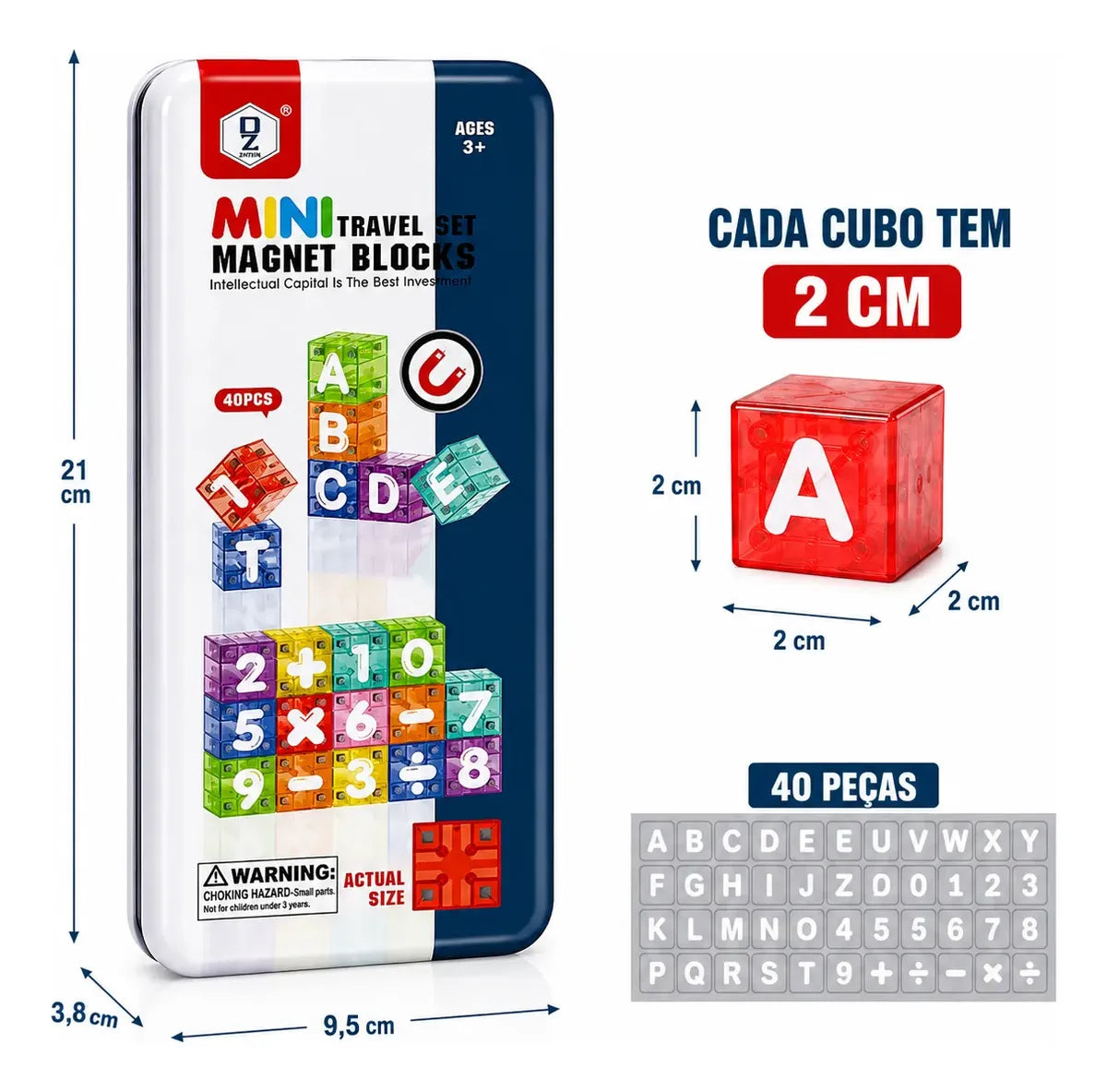 Kit de Bloques Magnéticos Educativos · 40 piezas con Letras, Números y Símbolos 🔤🧲