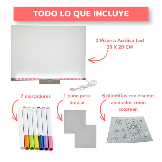 Pizarra Acrílica LED Mágica 20x30cm