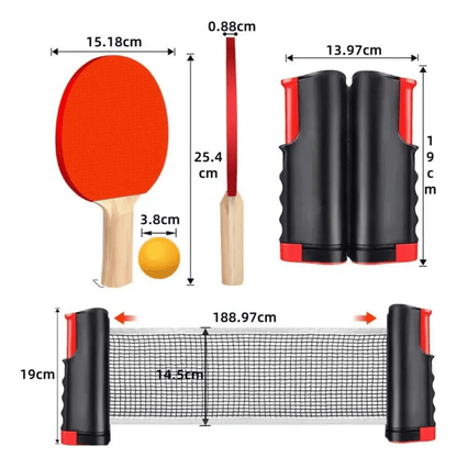 Set de Ping Pong Portátil con Red Retráctil · 2 Paletas