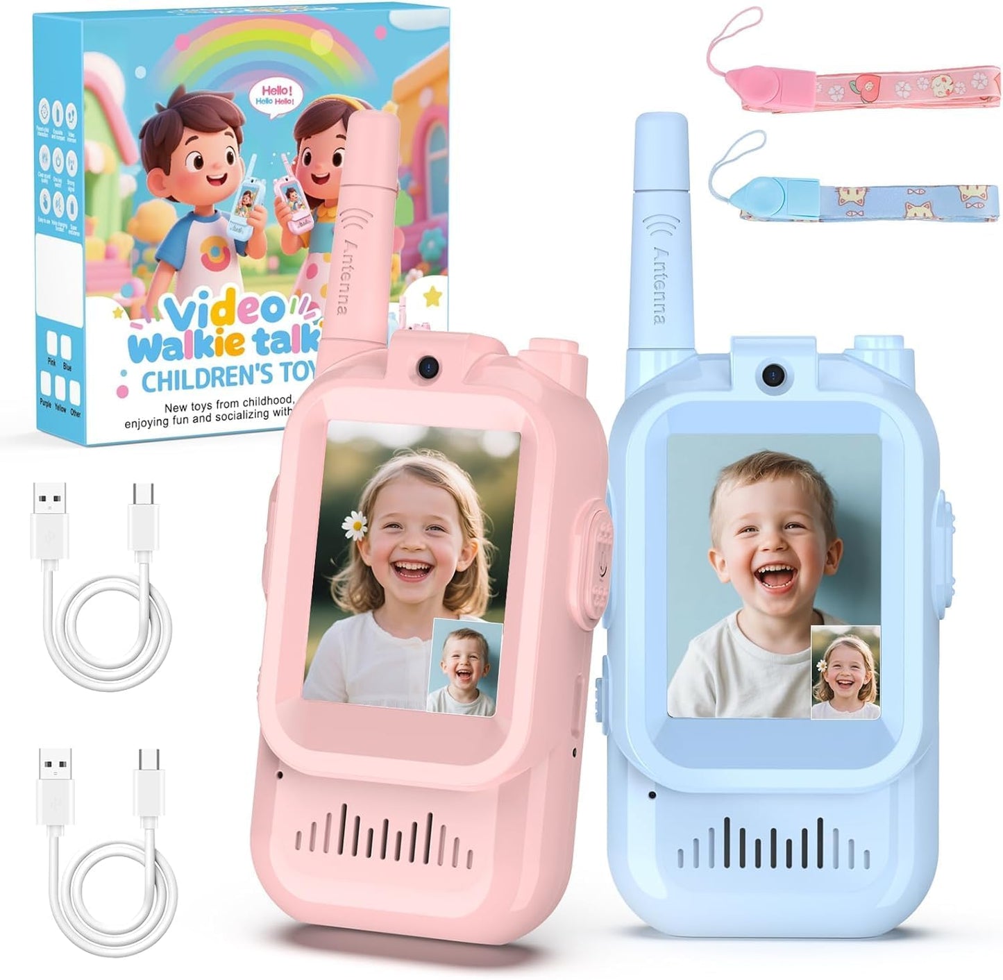 Set 2 Walkie Talkies Infantiles con Videollamada · Pantalla HD