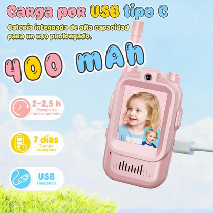 Set 2 Walkie Talkies Infantiles con Videollamada · Pantalla HD