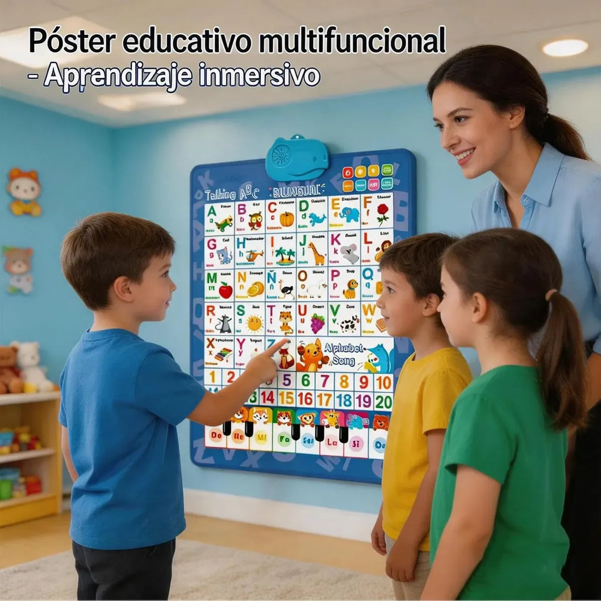Póster Educativo Interactivo Bilingüe · Español + Inglés con Piano Musical