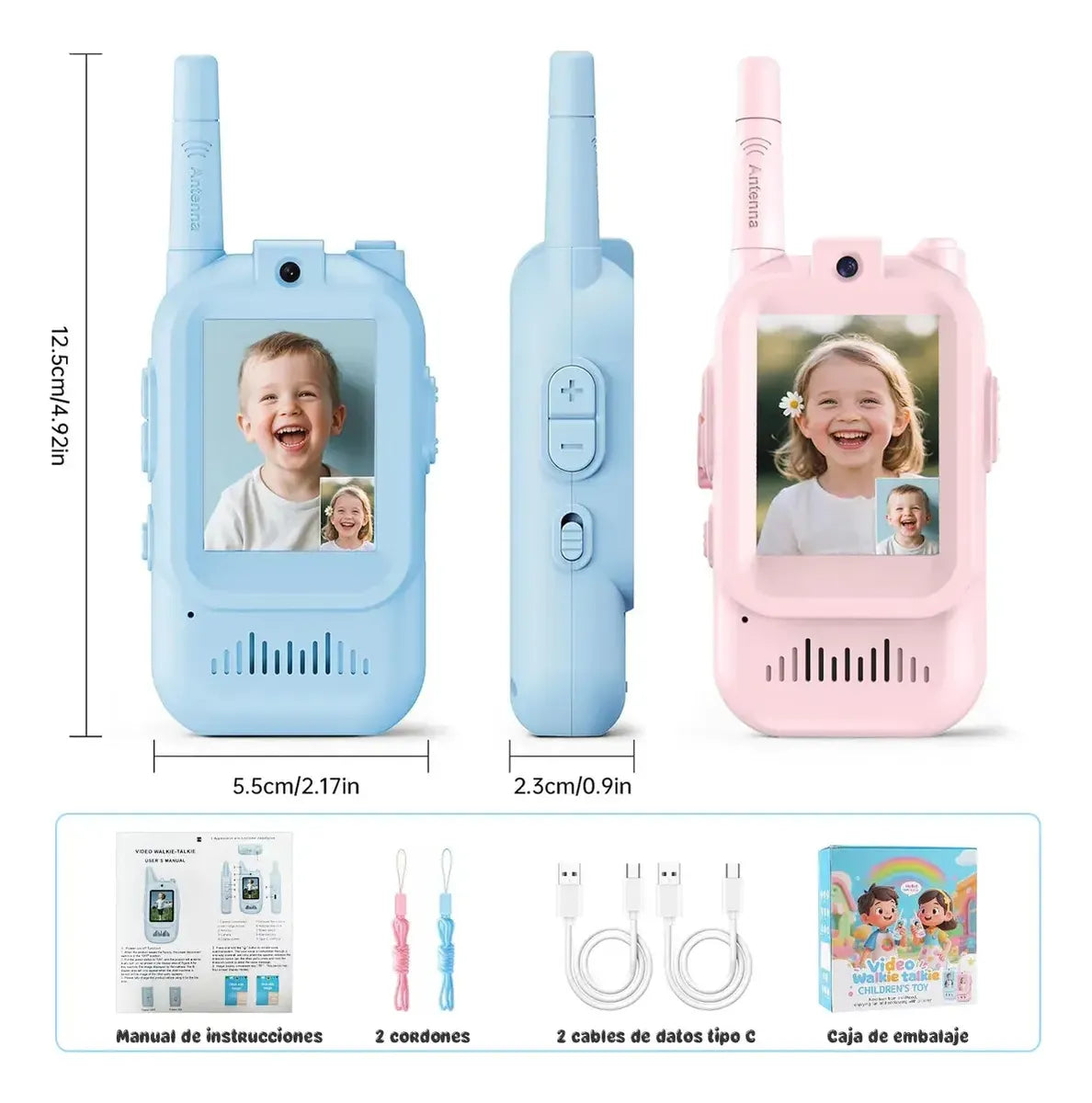 Set 2 Walkie Talkies Infantiles con Videollamada · Pantalla HD