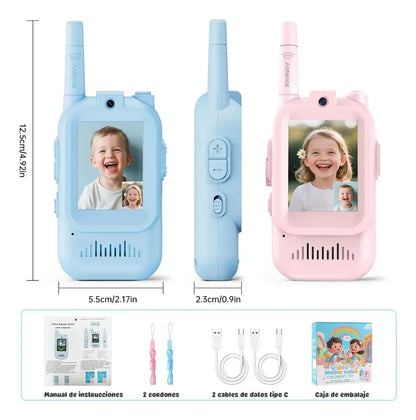 Set 2 Walkie Talkies Infantiles con Videollamada · Pantalla HD