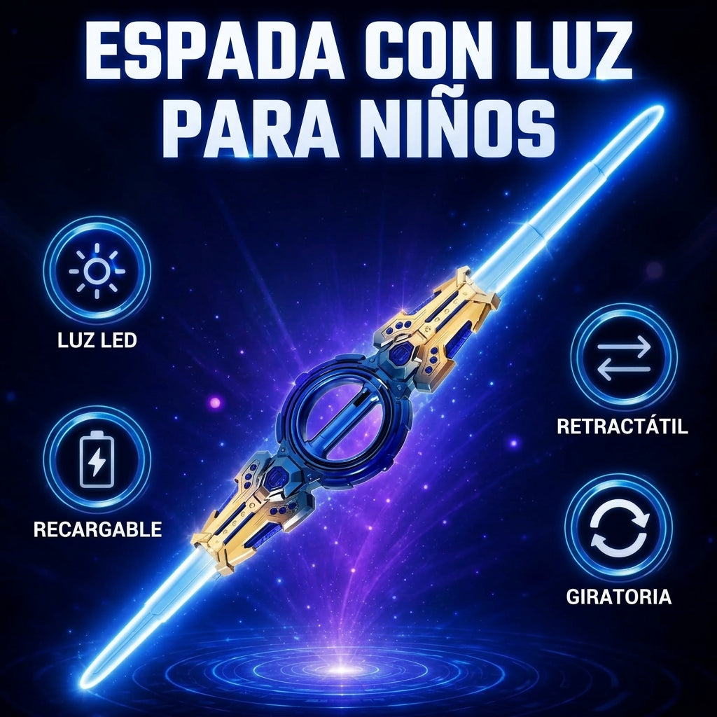 Espada Giratoria LED Transformable - con luces y sonidos