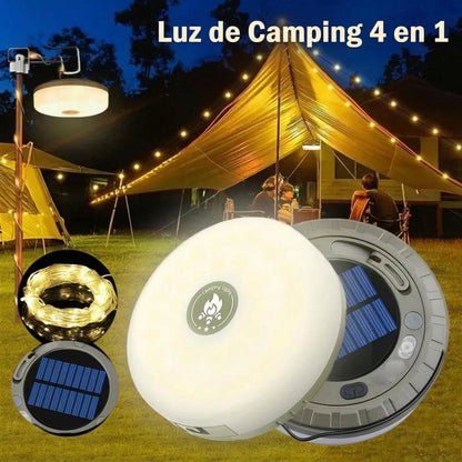Luz Solar 4 en 1 · Guirnalda LED, linterna y cargador de celular sin enchufe