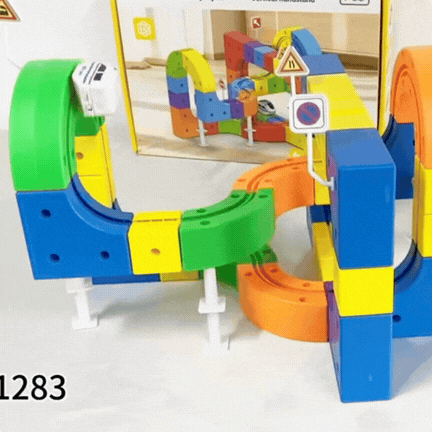 Tren Magnético Creativo 64 Piezas · Pistas Armables 3D + Tren USB Recargable